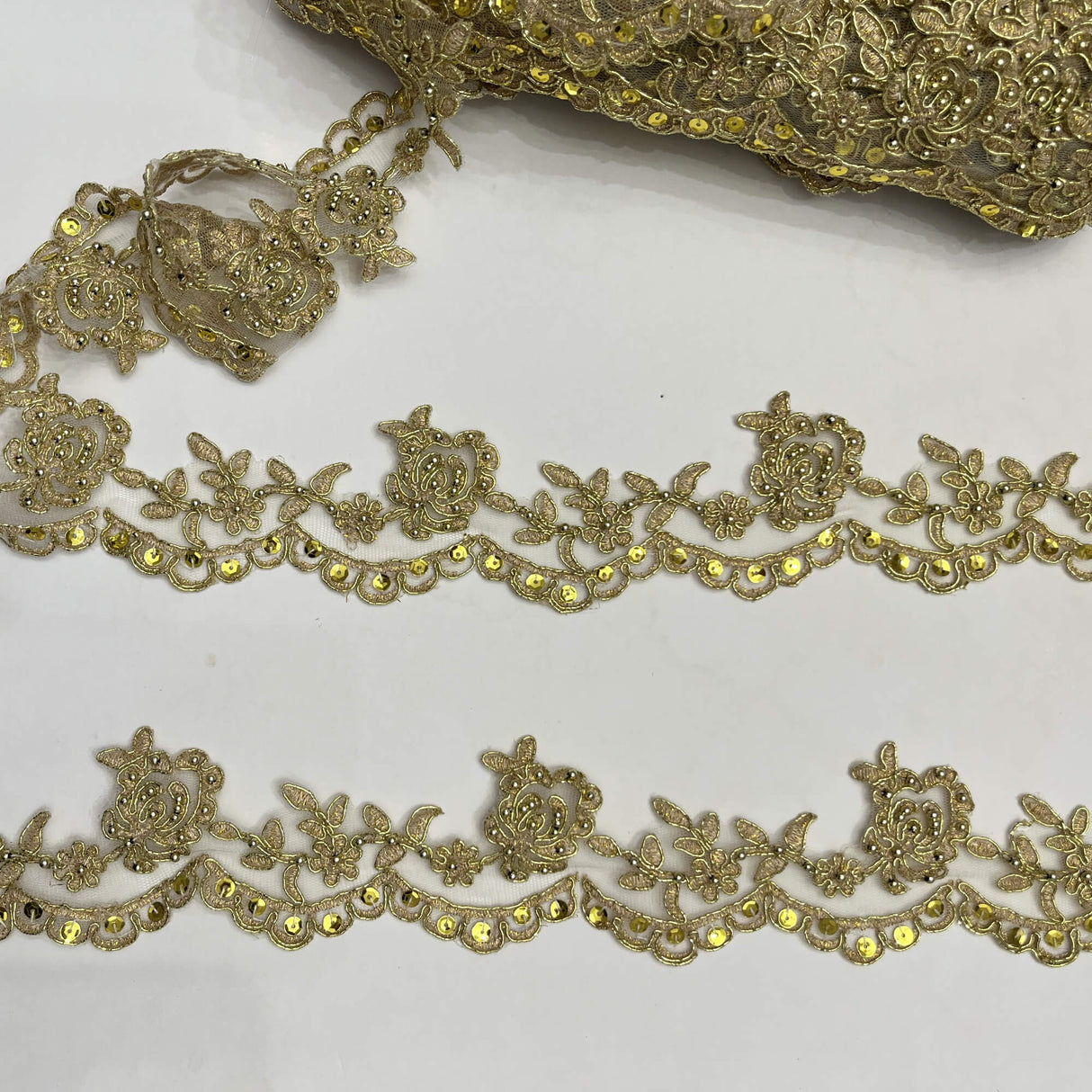 Beaded Corded Lace Trim