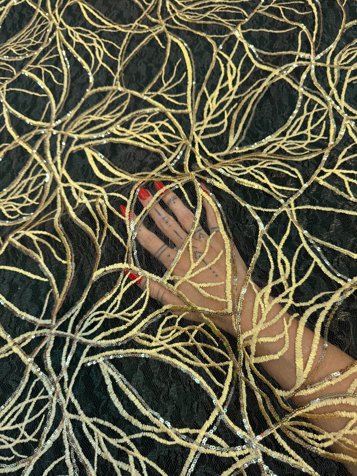 Stretch Sequin Embroidered Mesh