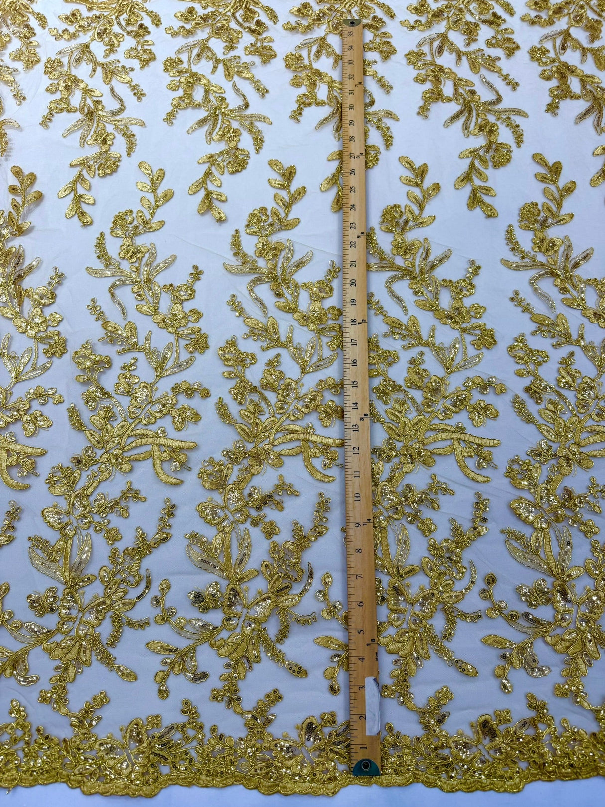 Butterfly Corded Lace Fabric - Butterfly Embroidery, Metallic Sequins, 54" Width (1 Yard)