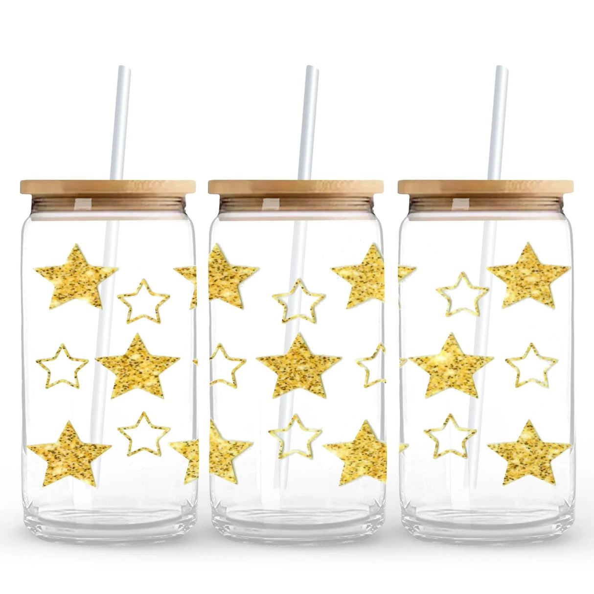 UV DTF Wrap - Gold & White Stars (9.7" x4.3")