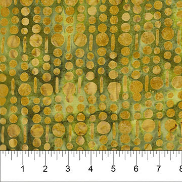 Cotton Print Golden & Green Bubble Cluster Fabric