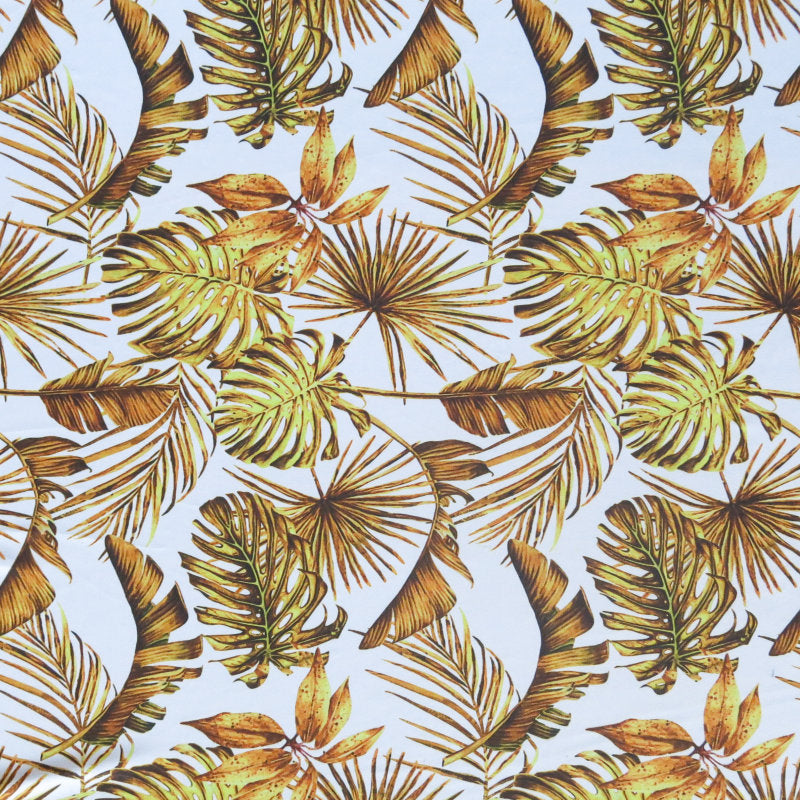 Swim Knit Poly Spandex Golden Palm Fronds
