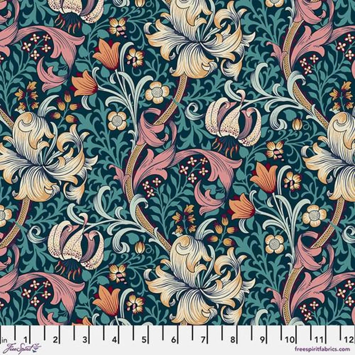 Quilting Cotton Golden Lily Teal William Morris