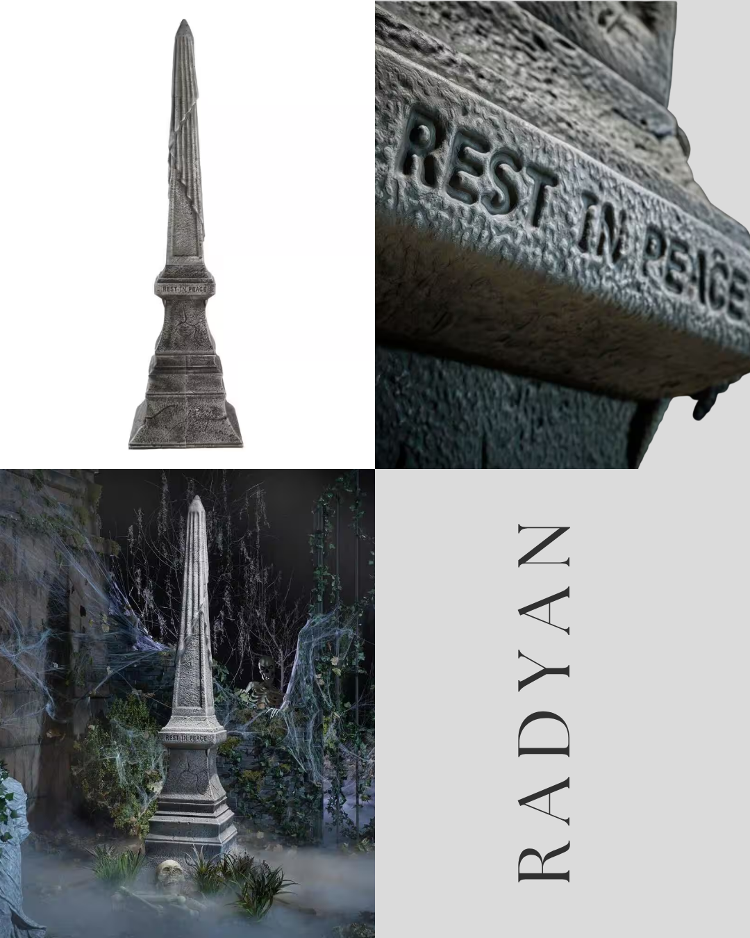 Grave and Bones Halloween Obelisk Tombstone Decoration 8 Feet