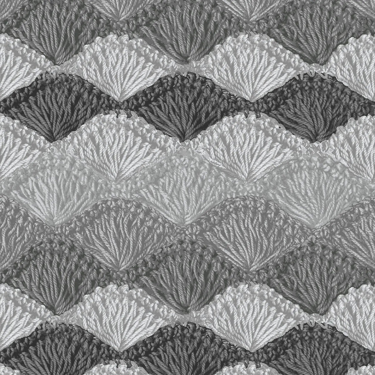 Cotton Wideback Fabric Gray Crochet Charcoal Shell Stitch