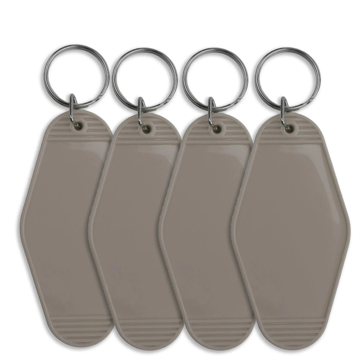 Retro Motel Keychain with Silver Ring - Gray (4 per Set)