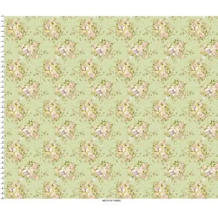 Cotton Bouquet Print Fabric 44/45" Green
