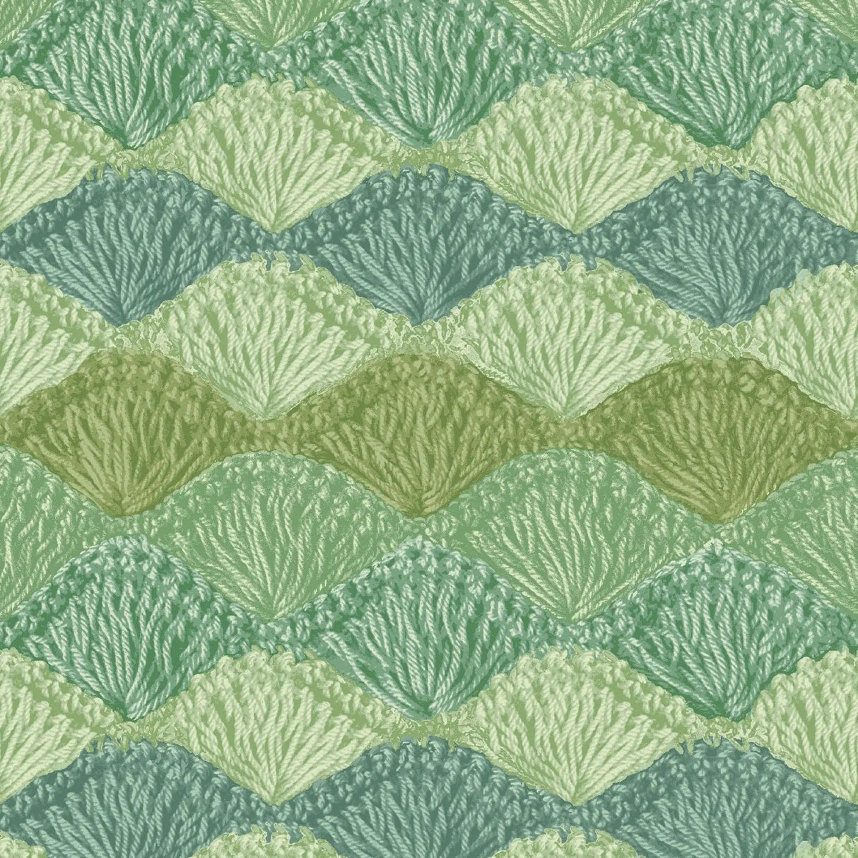 Cotton Wideback Fabric Green Crochet Sage Shell Stitch