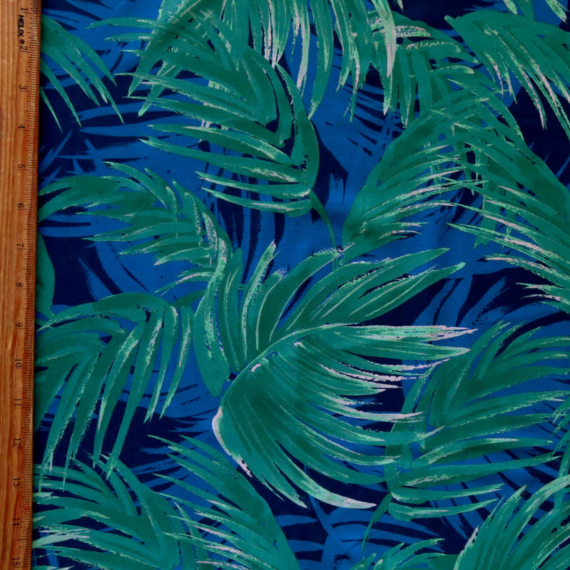 Swim Knit Nylon Spandex Green/Blue Palms
