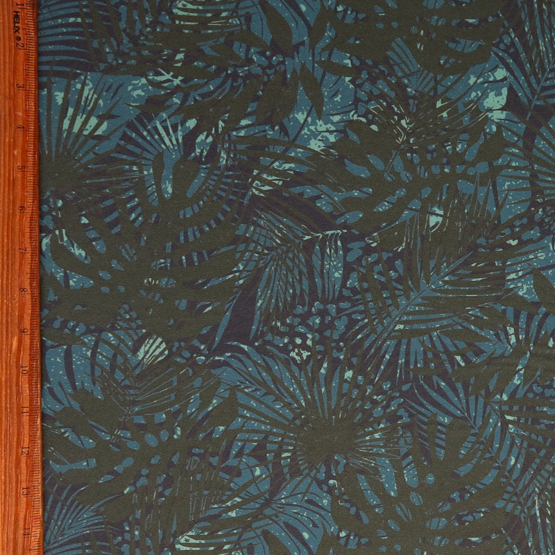 Stretch Woven Green Monstera Jungle Flow Boardshort Fabric