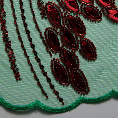 1 Yard Embroidered Tulle Lace Fabric with Sophisticated Pattern, 52" Wide