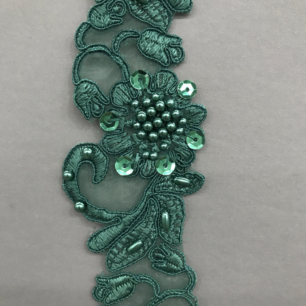 Beaded Corded Lace Trim Organza