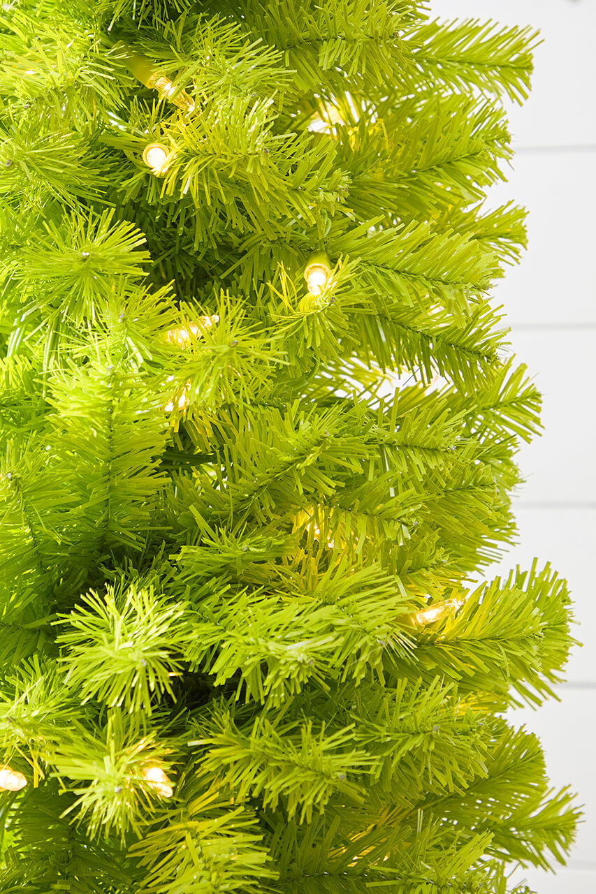 7' Lime Green Whimsical Tree with LED Lights