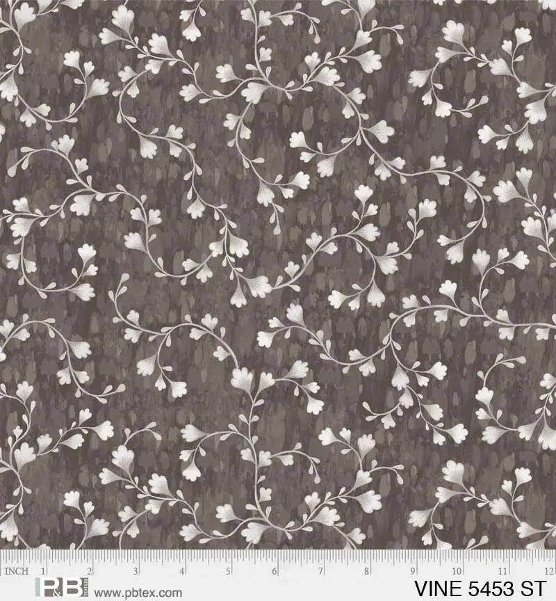 Cotton Wideback Fabric Grey Vine Scroll 108"