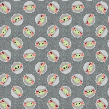 Quilting Cotton Star Wars Mandalorian Baby Yoda Toss Grey Robert Kaufman