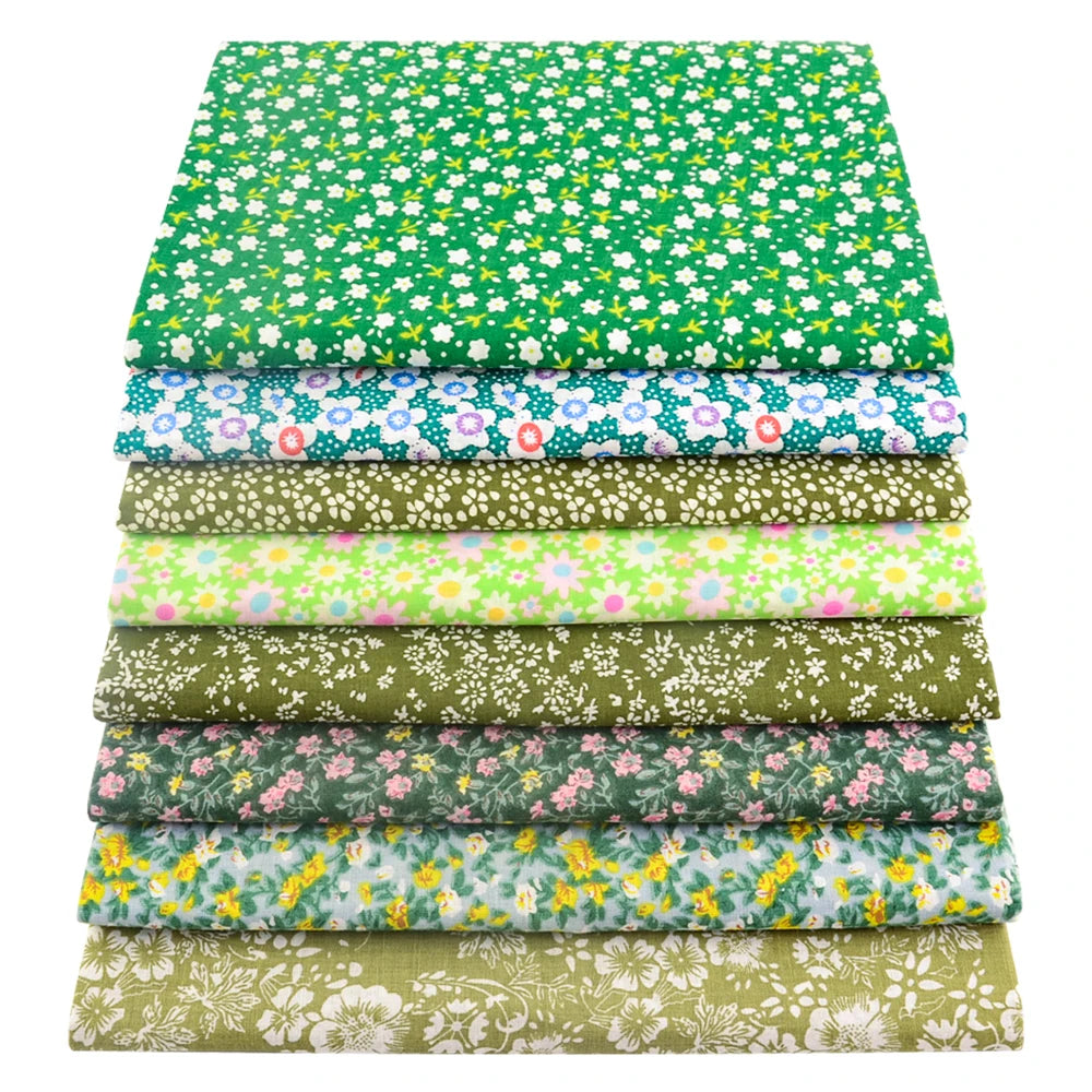 Teramila 8PCS Pack Square Multicolor Printed Cotton Fabric For Sewing Quilt Cloth Needlework Plaid Handicraft Material Patchwork