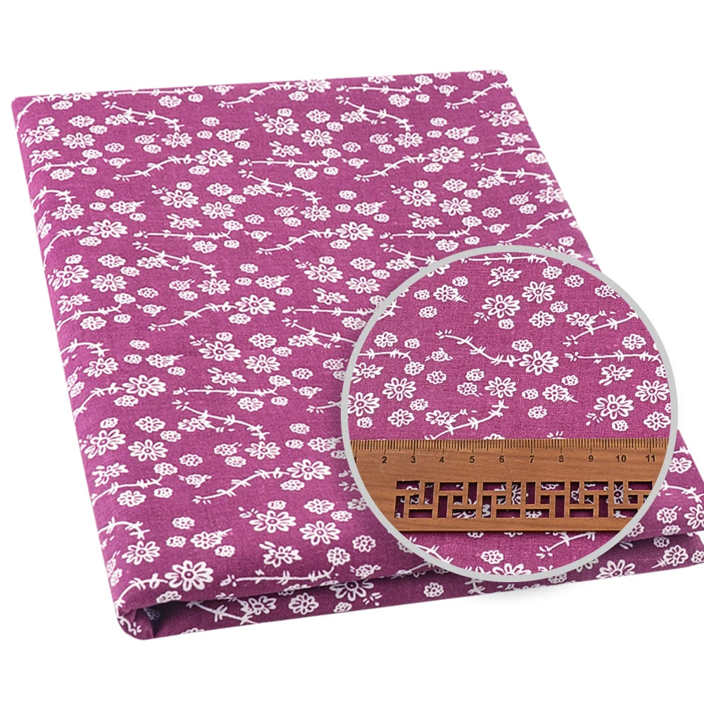 100% Cotton Fabric Pink Purple Pattern Floral Plain Printed Patchwork Cloth DIY Handmade Sewing fabrics in The Meter Needlework