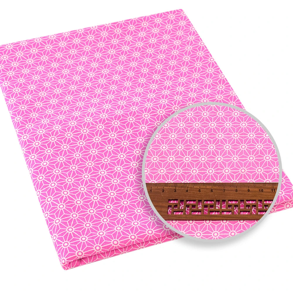 100% Cotton Fabric Pink Purple Pattern Floral Plain Printed Patchwork Cloth DIY Handmade Sewing fabrics in The Meter Needlework