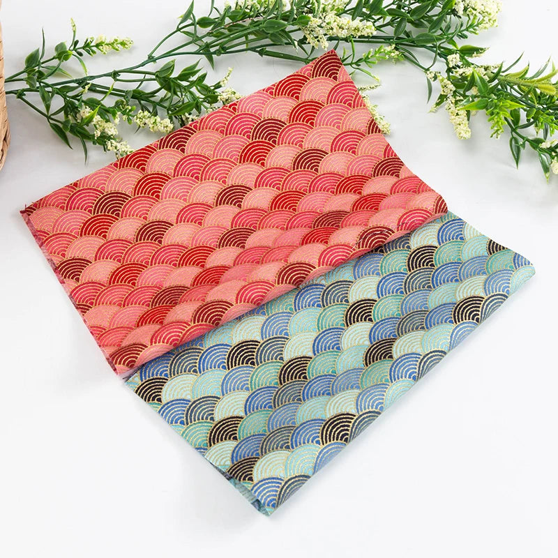50x145cm Japanese Kimono Bronzed Fabric Sushi Cherry Blossoms Print Cotton Cloth DIY Materials Patchwork Accessories for Sewing