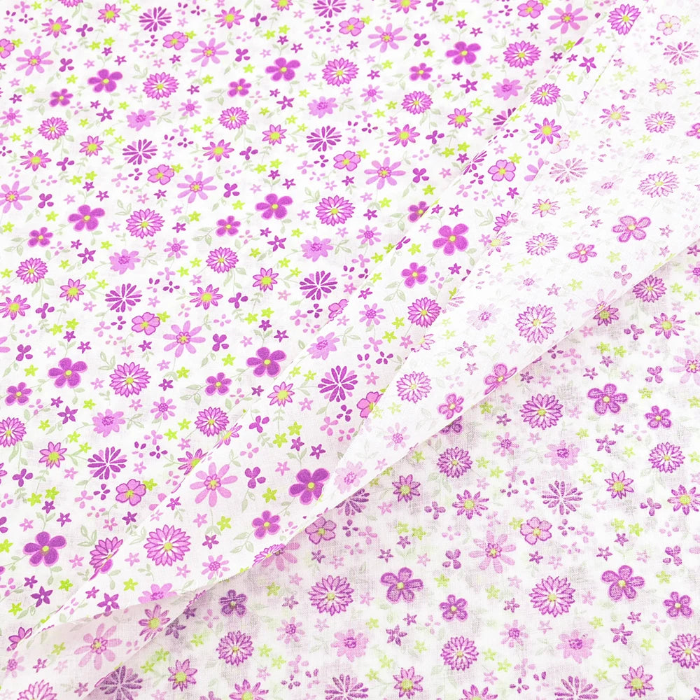 100% Cotton Fabric Pink Purple Pattern Floral Plain Printed Patchwork Cloth DIY Handmade Sewing fabrics in The Meter Needlework