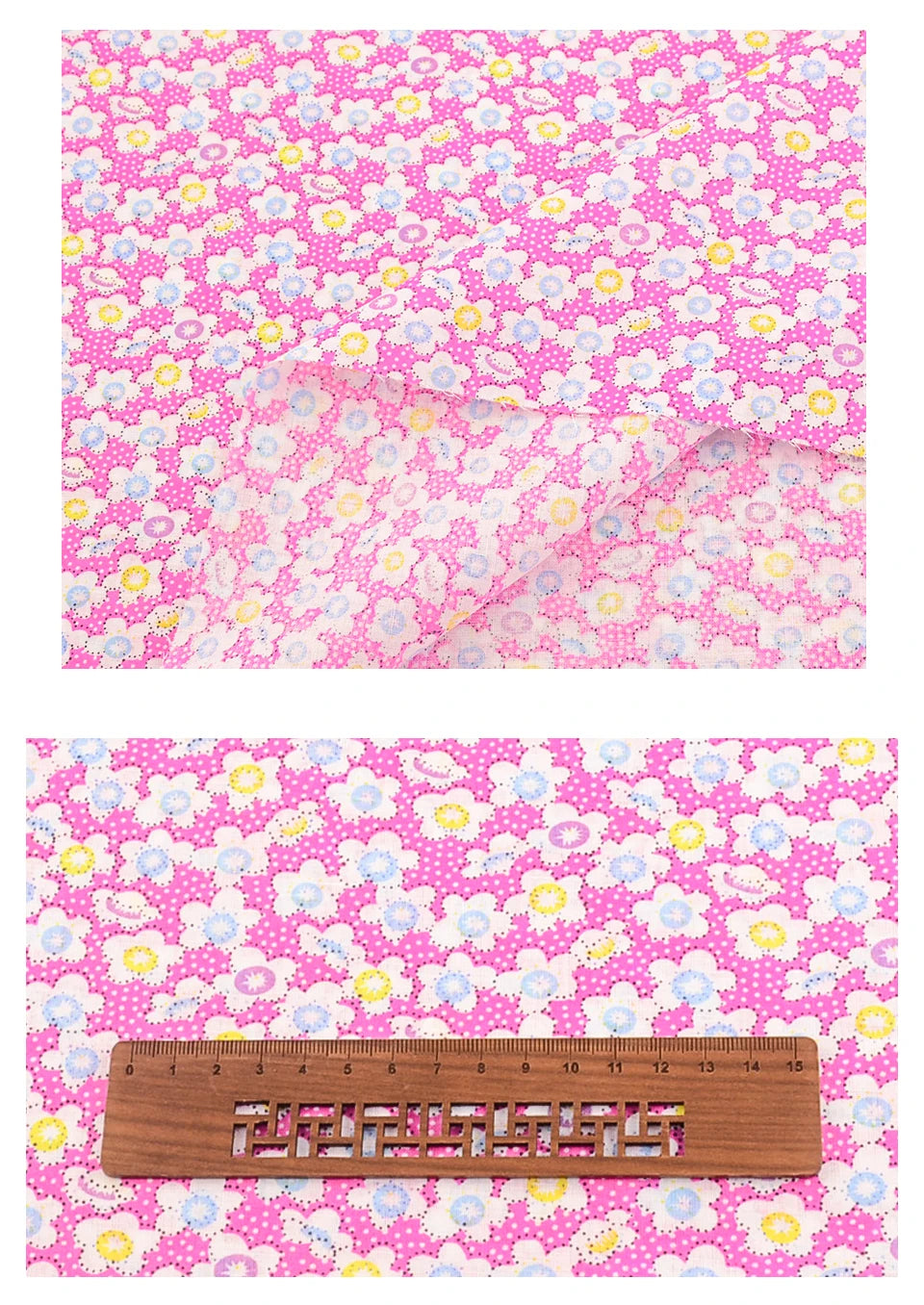 100% Cotton Fabric Pink Purple Pattern Floral Plain Printed Patchwork Cloth DIY Handmade Sewing fabrics in The Meter Needlework