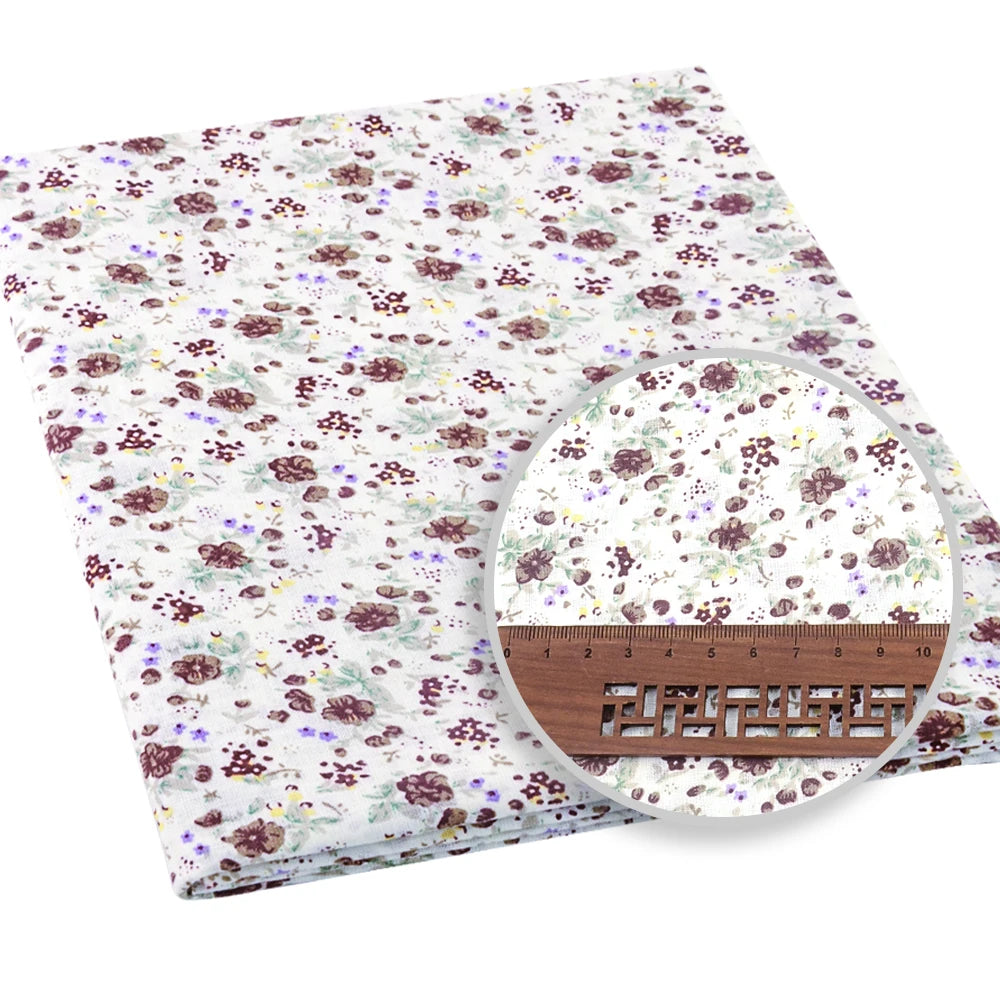 100% Cotton Fabric Pink Purple Pattern Floral Plain Printed Patchwork Cloth DIY Handmade Sewing fabrics in The Meter Needlework