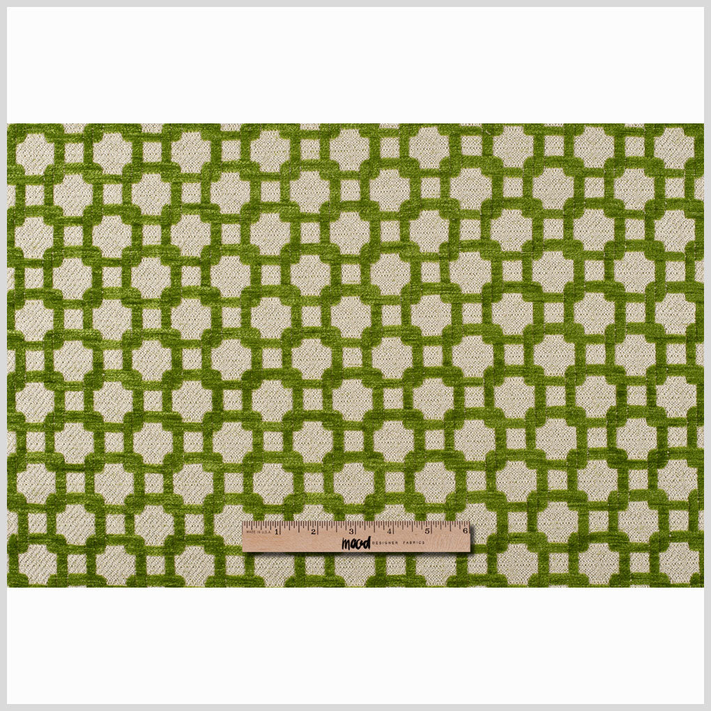 Apple Green/Metallic Cream Net Chenille with Metallic Base