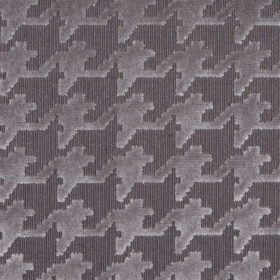 Charcoal Gray/Light Gray Houndstooth Velvet