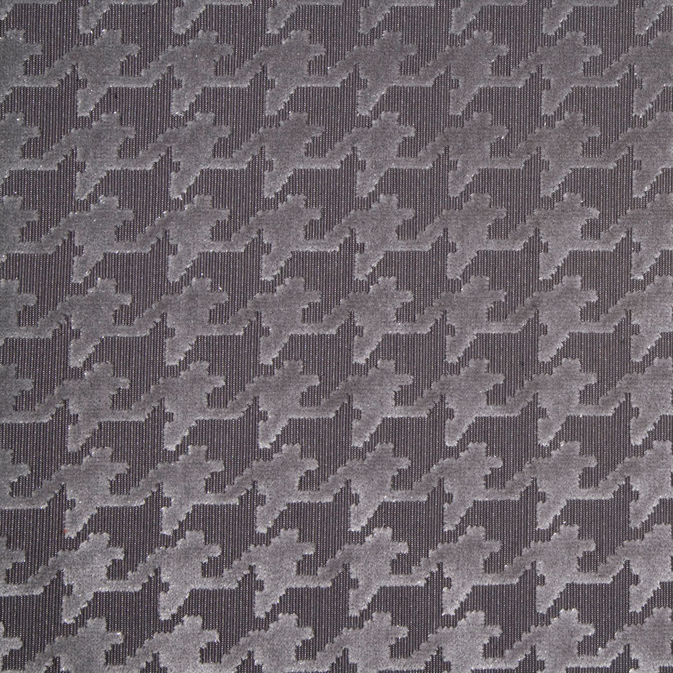 Charcoal Gray/Light Gray Houndstooth Velvet