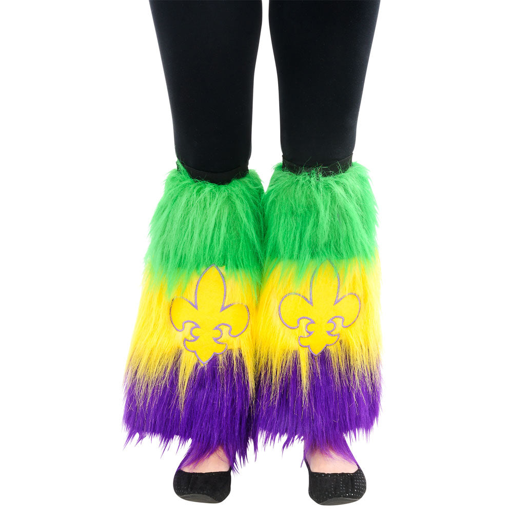 Mardi Gras Leg Warmers Fleur De Lis Furry (1 PR)