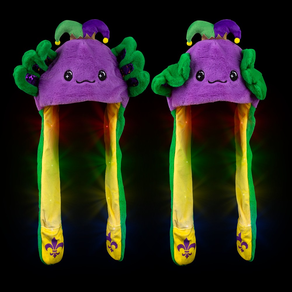 Mardi Gras Axolotl Light-Up Hat