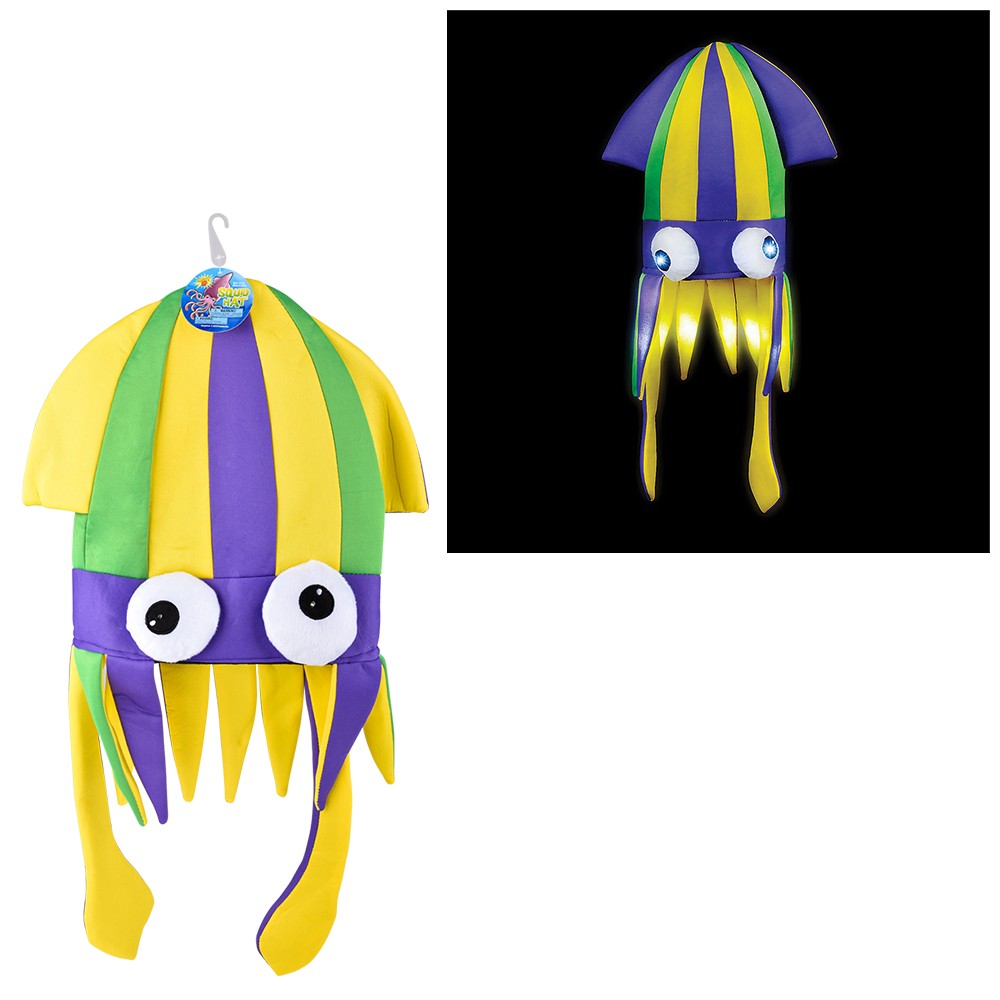 Mardi Gras Light-Up Squid Hat