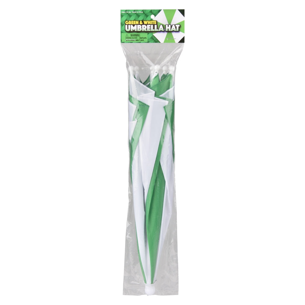 Umbrella Hat Green and White 20" (1 DZ)