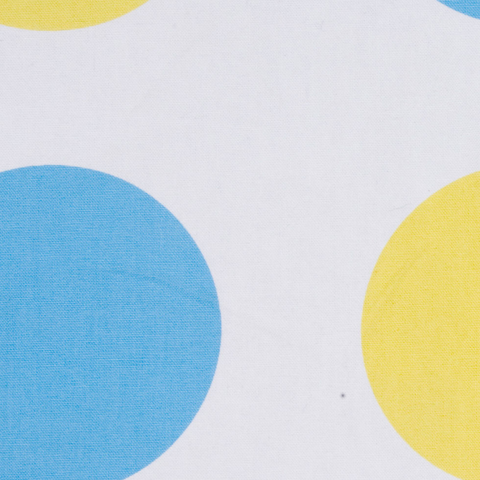 Off-White/Maize/Sky Blue Polka Dots Canvas