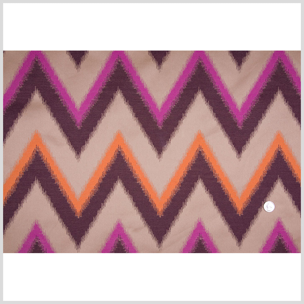 Magenta/Chocolate/Pumpkin/Beige Zig Zag Woven