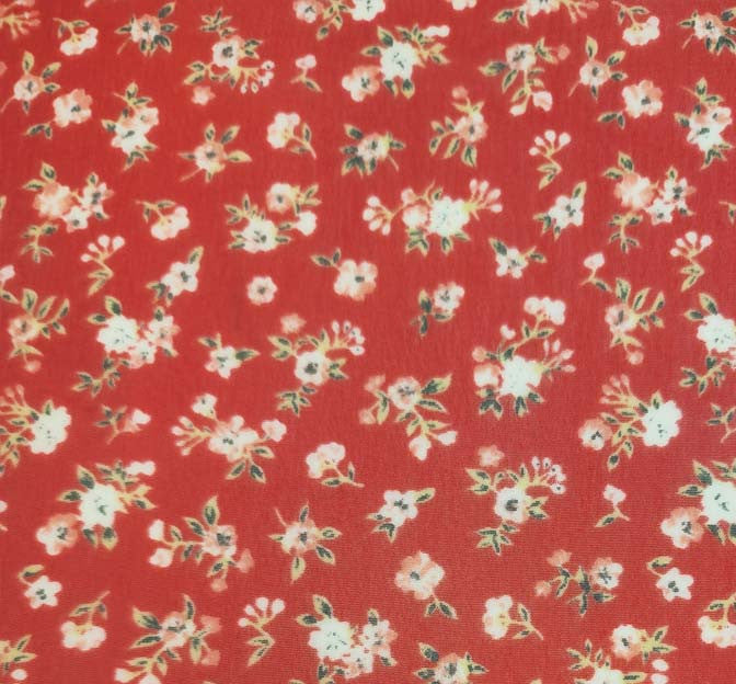 Hi Multi Chiffon 1B493 Polyester Chiffon Fabric - Red, Sheer, 58/60" Width