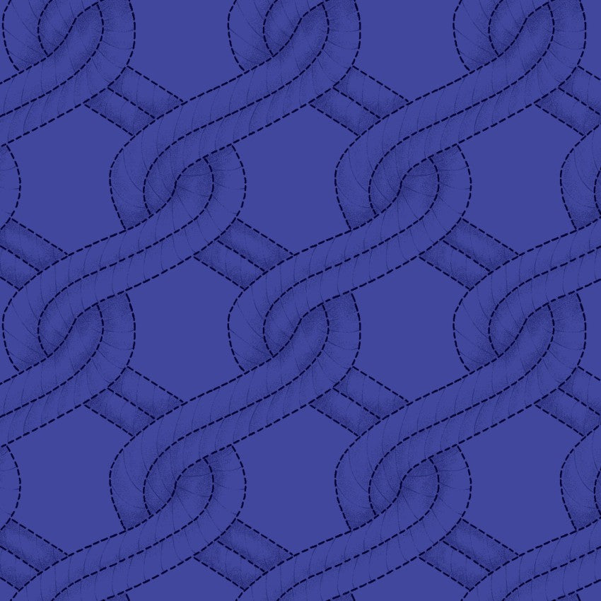 Cotton Quilt Back Fabric Royal Blue Twisted Rope Stitched Braid 108" Wide