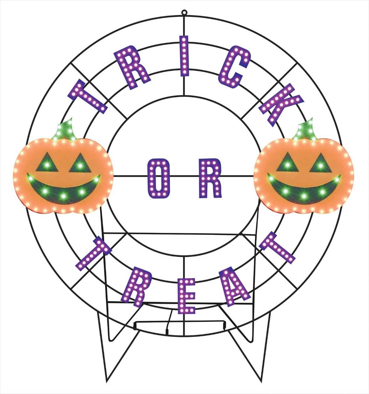 40" Wreath - Trick or Treat with Jack O'Lanterns with 239 Lights
