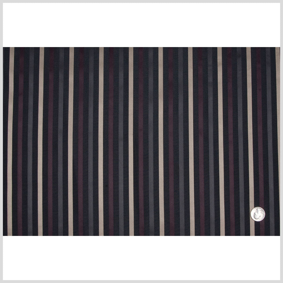 Black/Deep Plum/Dirty Beige Stripes Woven