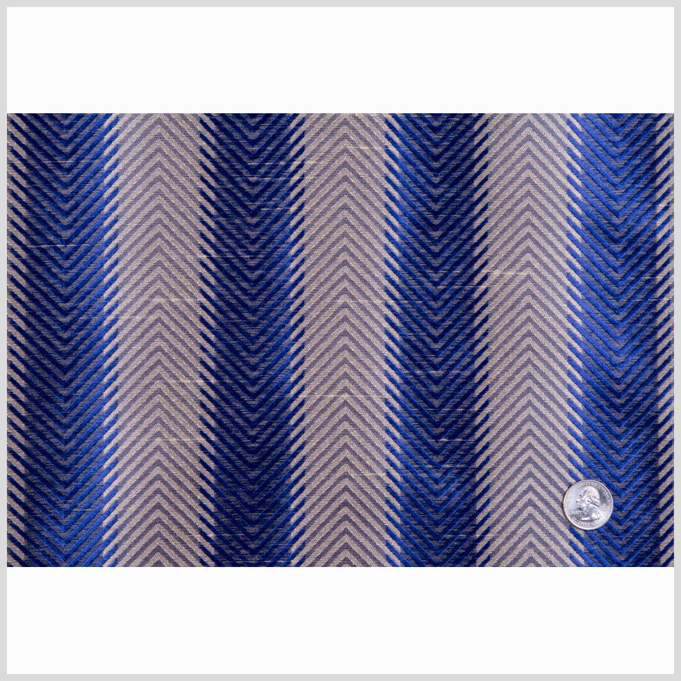 Sparta Blue/Cashmere Stripes Shantung /Dupioni