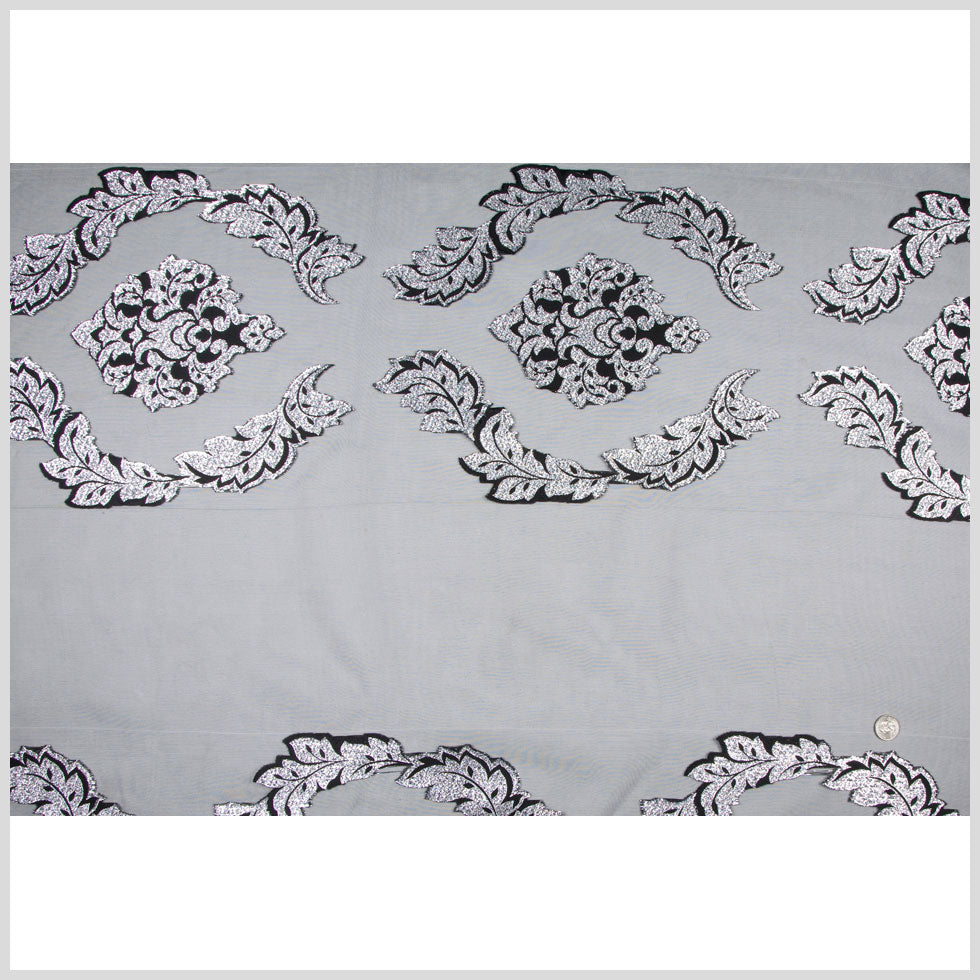 Black/Silver Damask Sheer