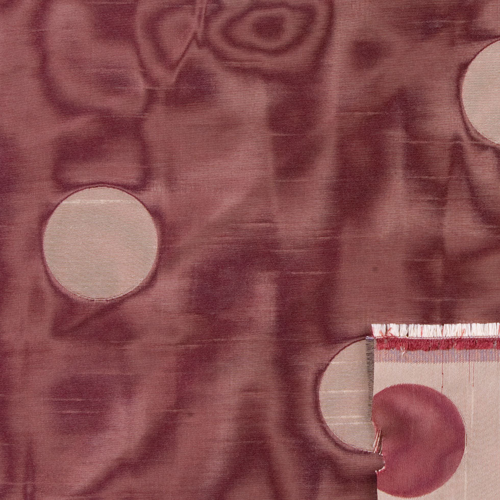 Victorian Gold/Burgundy Polka Dots Shantung /Dupioni