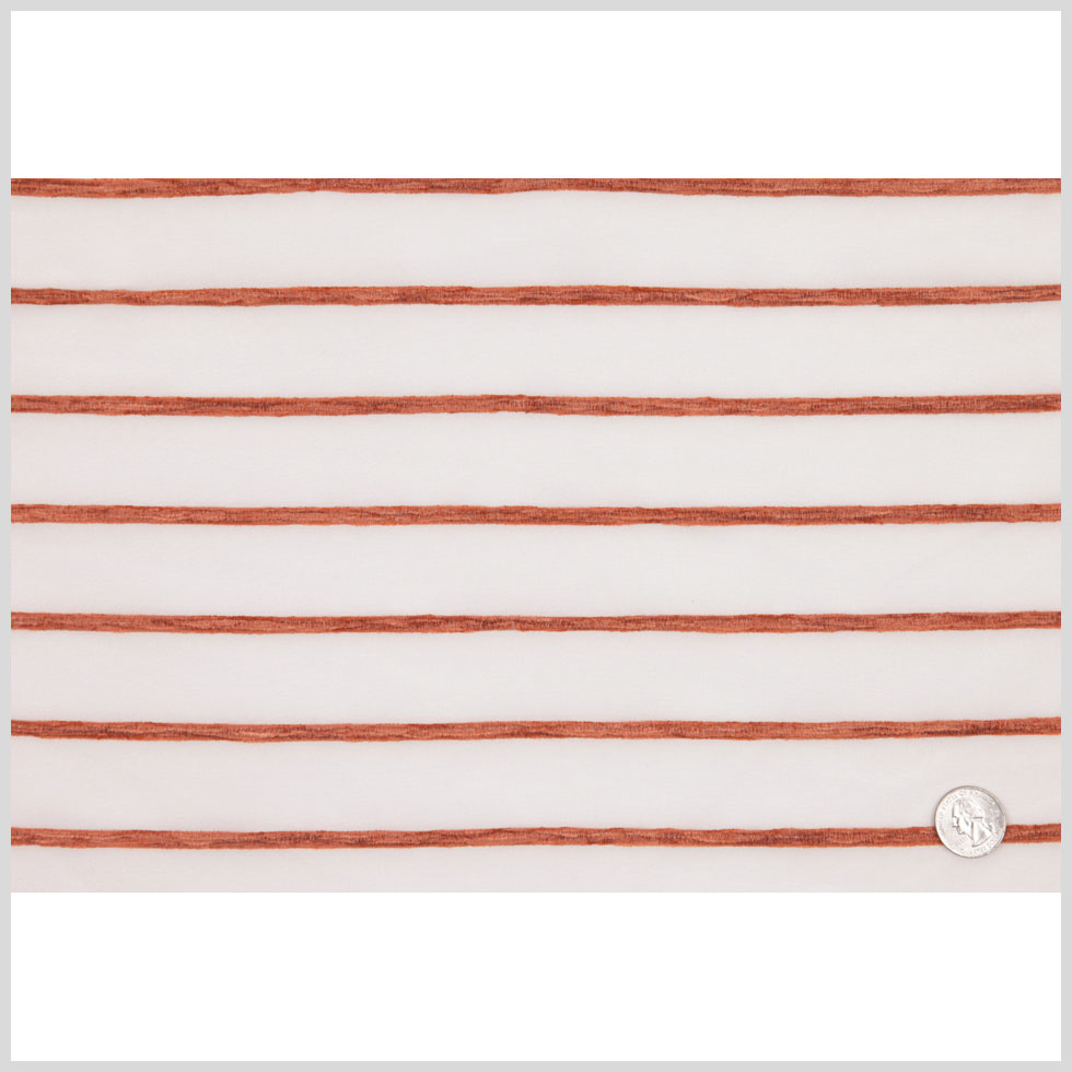 Ivory/Orange Stripes Striped Sheer