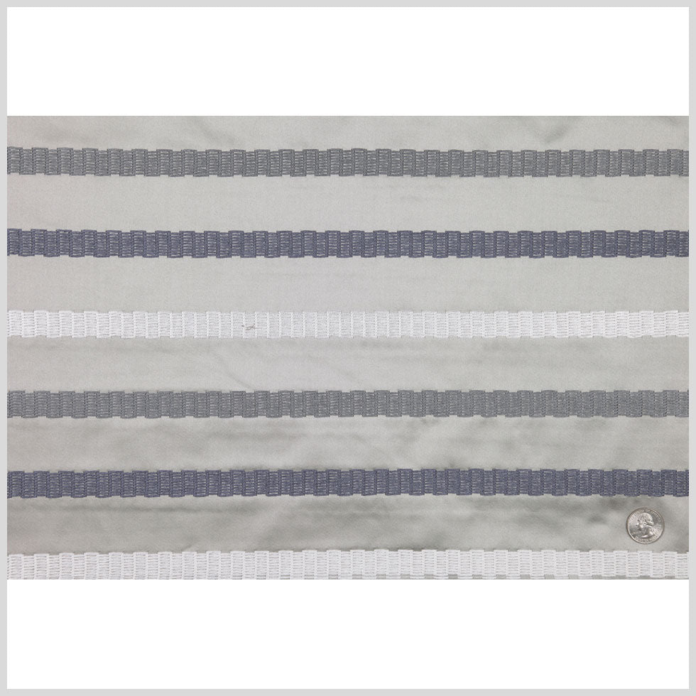 Steel/Blue/White Stripes Embroidery Stripe