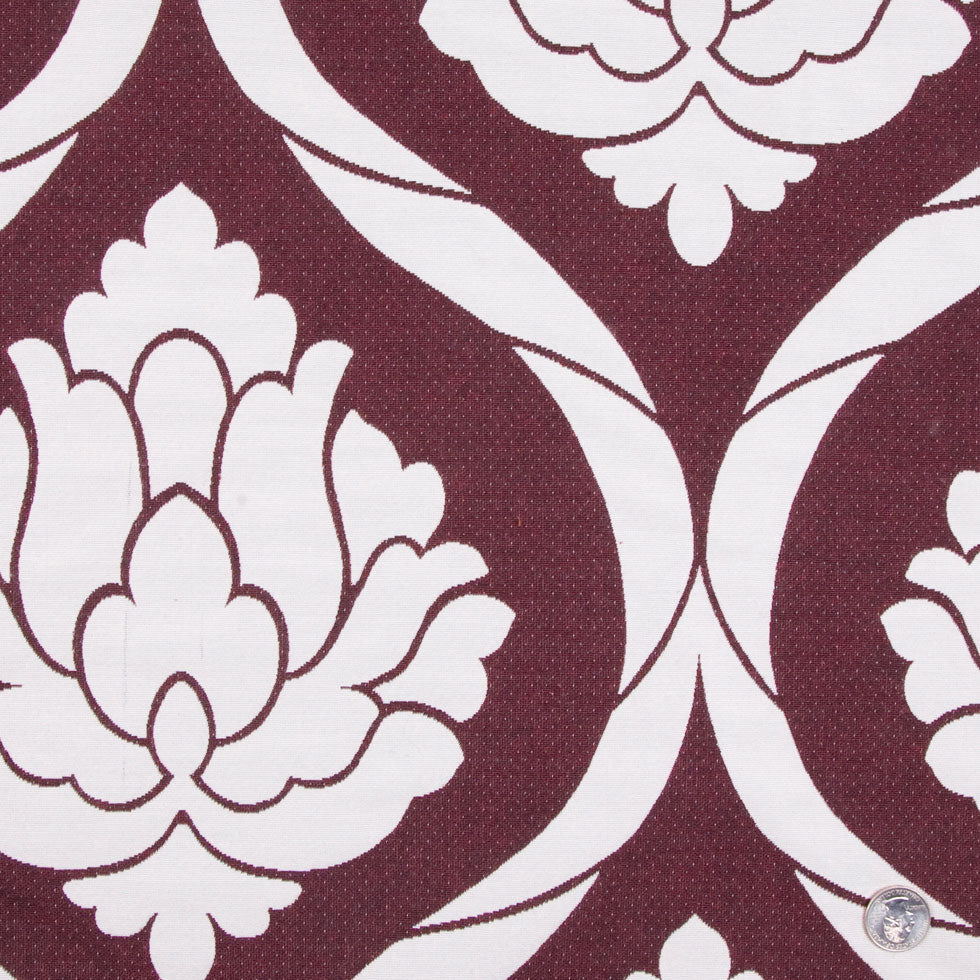 Burgundy/Natural Damask Woven