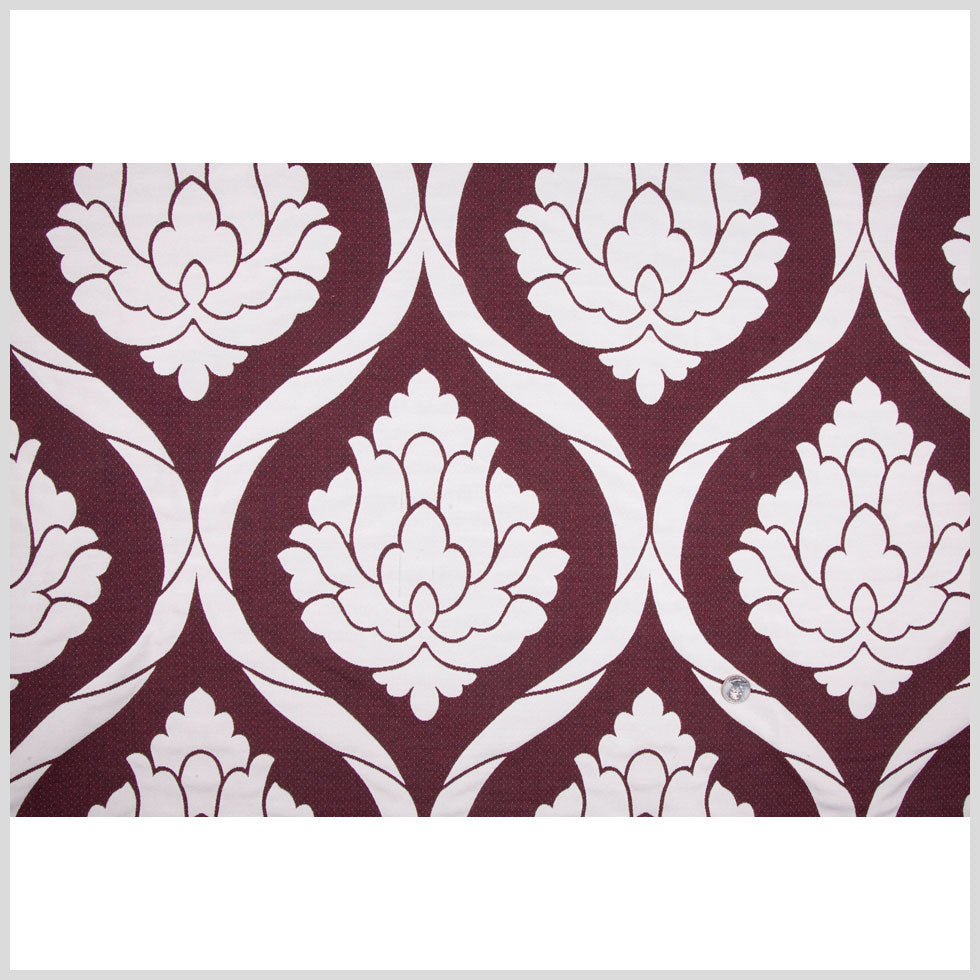 Burgundy/Natural Damask Woven