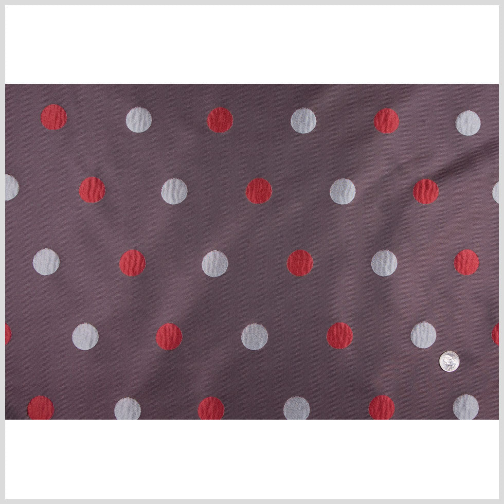 Heather Gray/Garnet/Silver Polka Dots Brocade