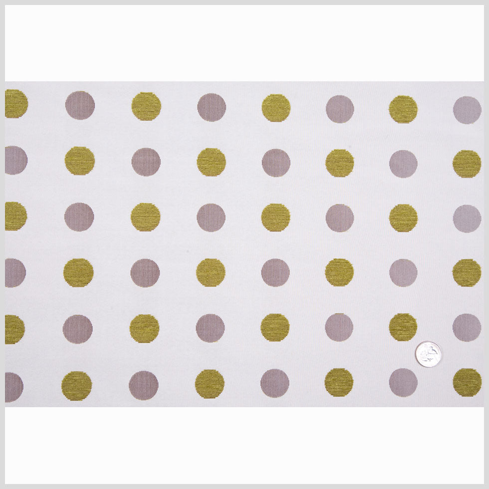 Olive/Cream/Iridescent Brown Polka Dots Chenille