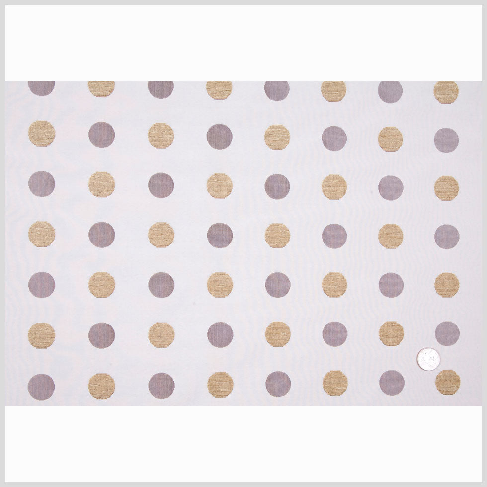 Cream/Antique Gold/Iridescent Brown Polka Dots Chenille
