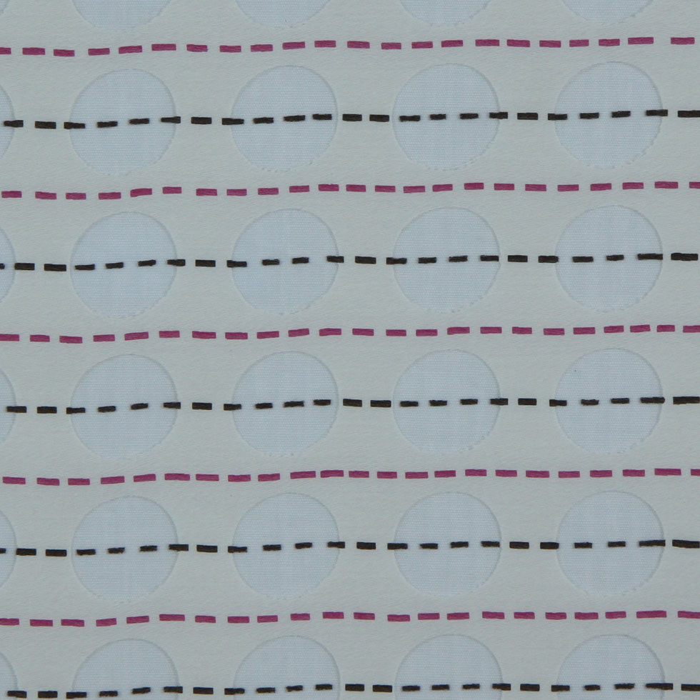 Natural/Magenta/Black-Brown Geometric Organza